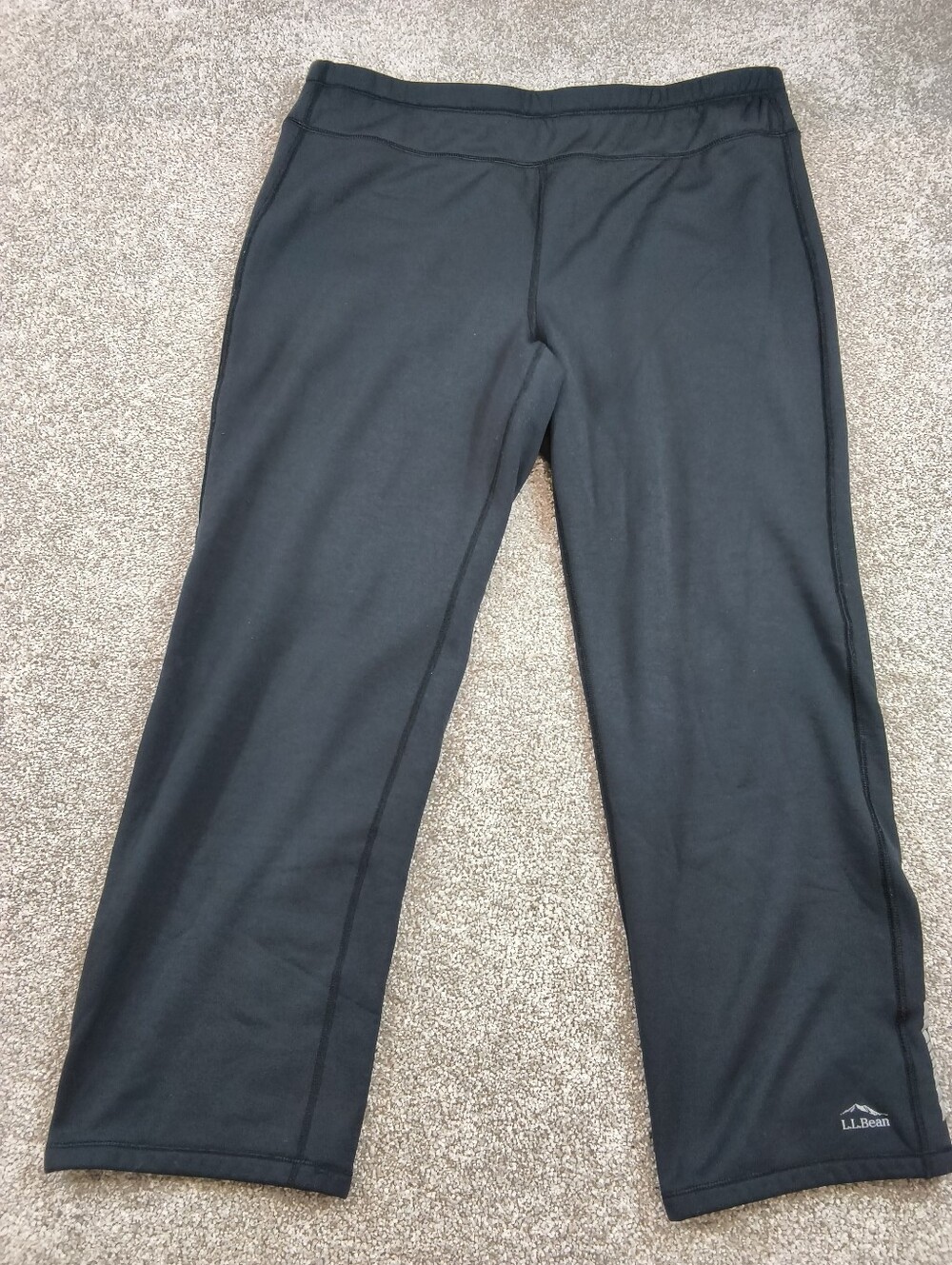 LL Bean Sweatpants Womens Size 1X Black Fleece Pull On Elastic Waist Pockets